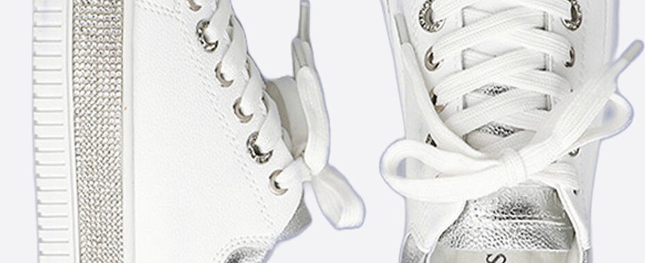 Sequin Sole Sneaker White Lavish Footwear