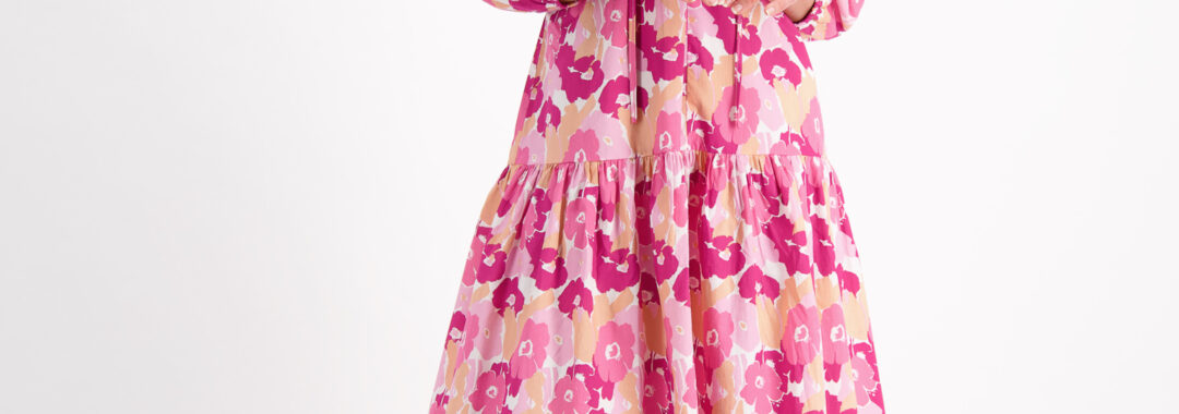 Floral Poplin Dress Pink Liberty Rose