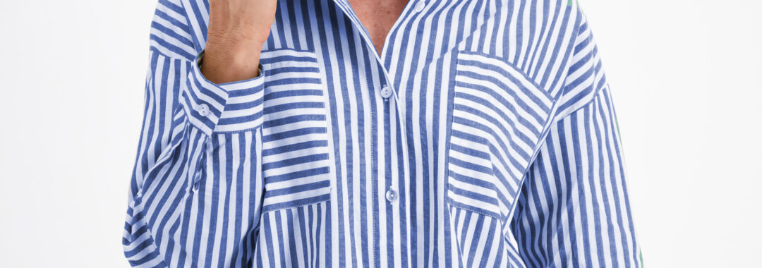 Patch Pocket Stripe Shirt Royal Blue Worthier