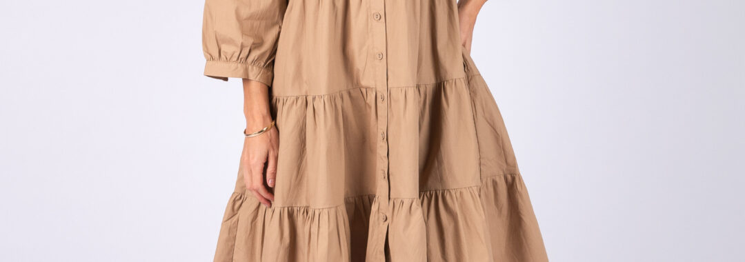 Cotton Collar Dress Caramel Worthier