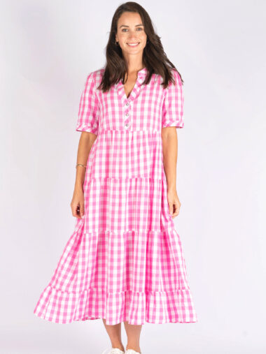 Cotton Check Dress Pink Worthier
