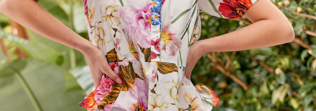 Floral Ruffle Dress White Adorne