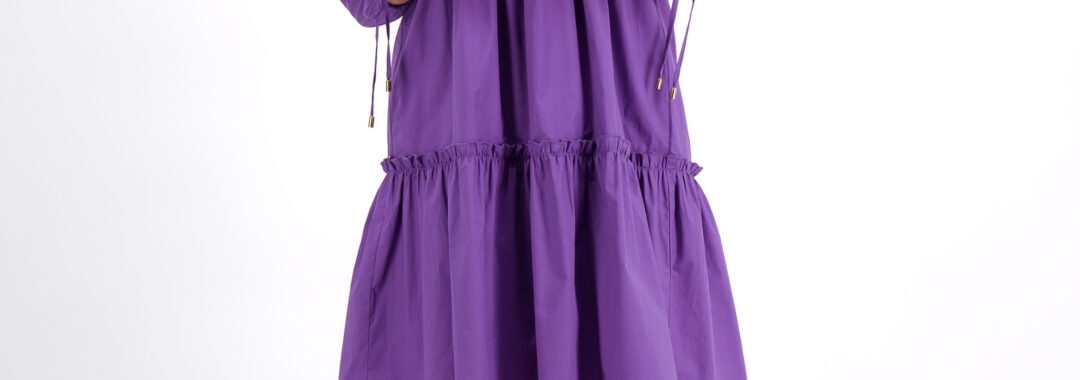 Tiered Cotton Dress Purple Liberty Rose