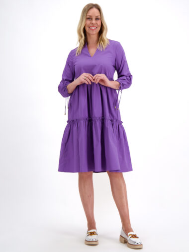 Tiered Cotton Dress Purple Liberty Rose