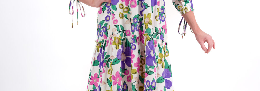 Tiered Cotton Dress Purple Liberty Rose