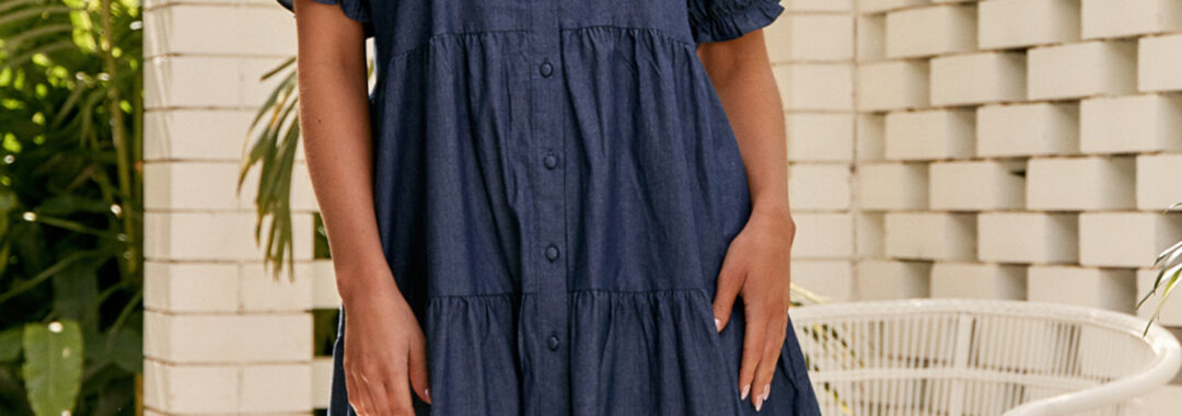 Molly Chambray Dress Navy Adorne