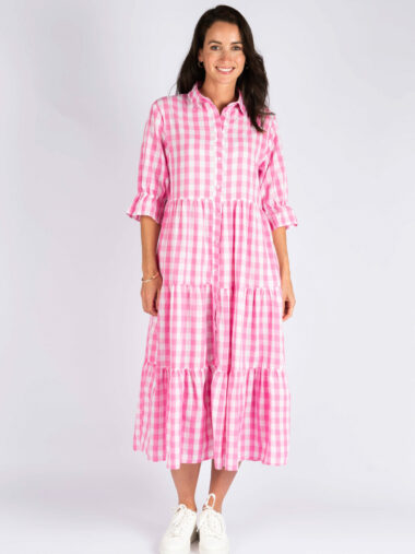 Frill S/Sleeve Tier Dress Pink Worthier