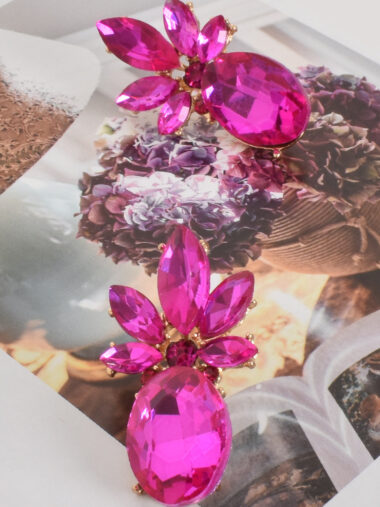 Eva Jewel Drop Earrings Pink Adorne
