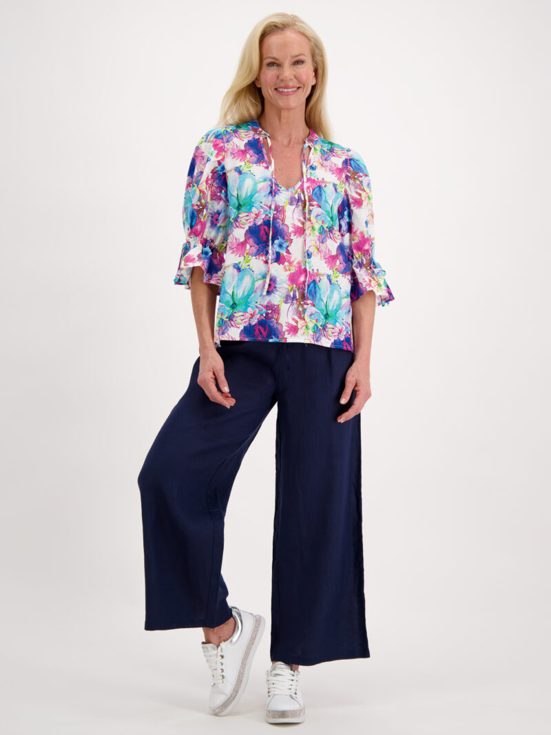 Linen Relaxed Pant Navy Liberty Rose