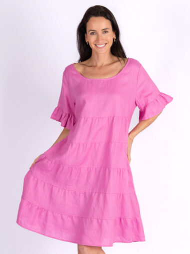 Linen Tier Dress Pink Worthier
