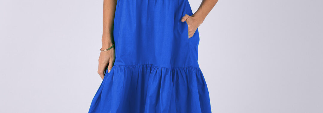 Collared Tier Dress Cobalt Worthier