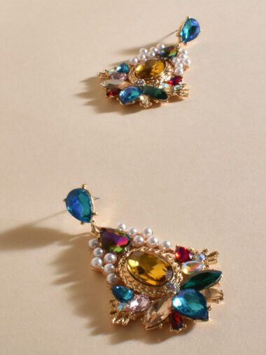 Jewel Pearl Statement Earrings Multi Adorne