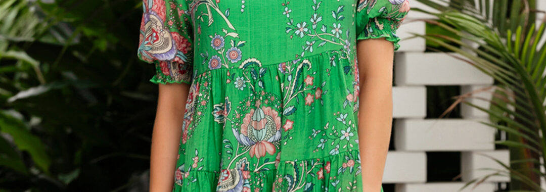 Piper Print Dress Green Adorne