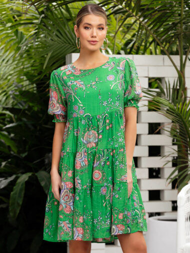 Piper Print Dress Green Adorne