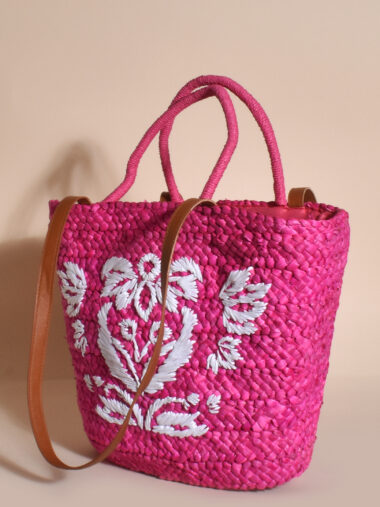 Embroidered Summer Basket Pink Adorne
