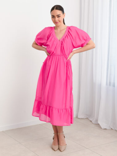 V-Neck Silk Dress Pink Liberty Rose