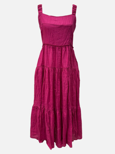 Strap Linen Dress Pink Valeria Label