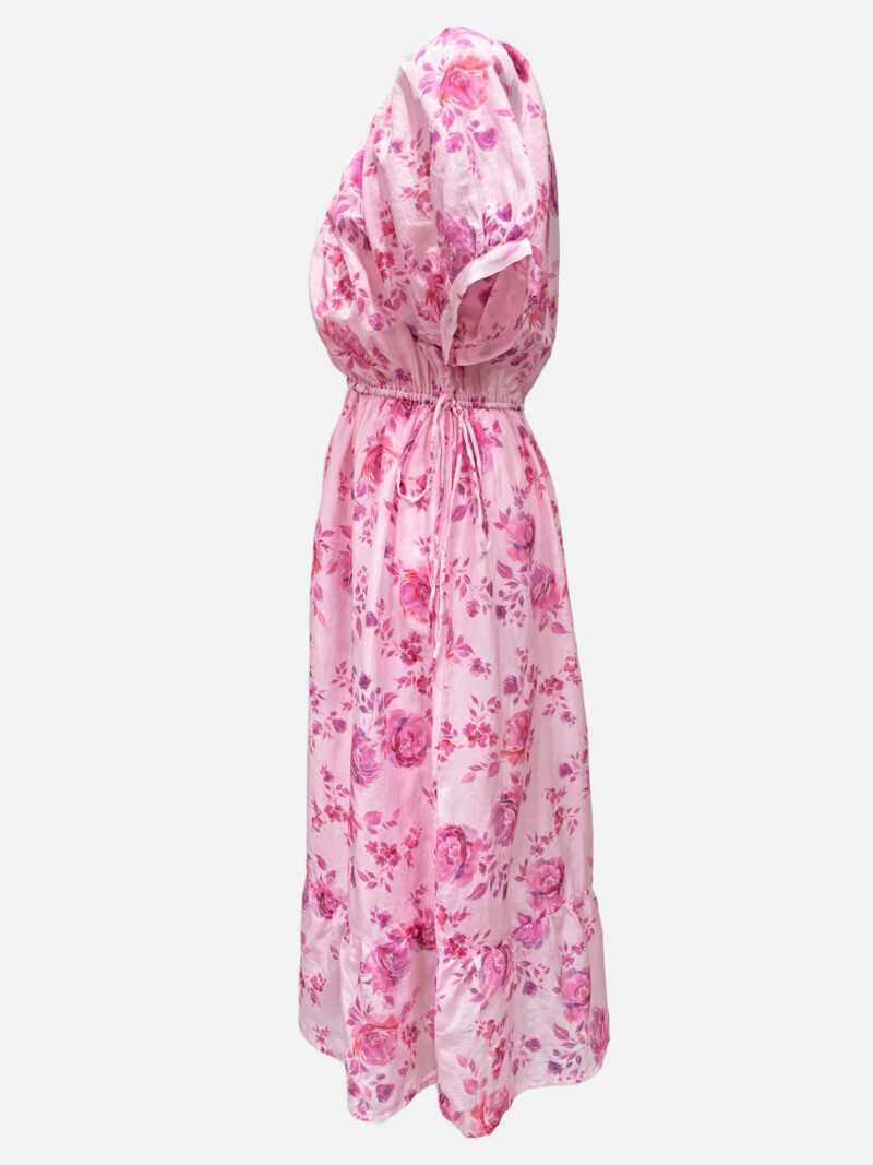 V-Neck Silk Dress Pink Liberty Rose