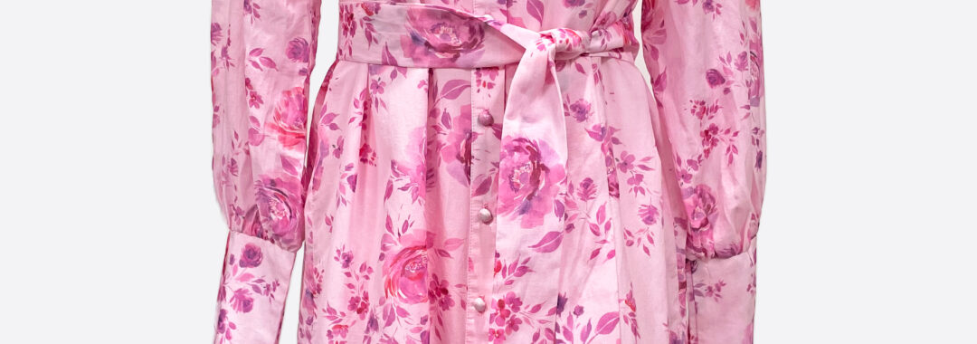 Button Through Silk Dress Pink Liberty Rose