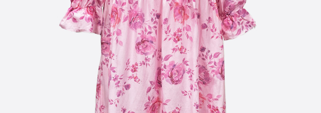 Bow Neck Silk Dress Pink Liberty Rose