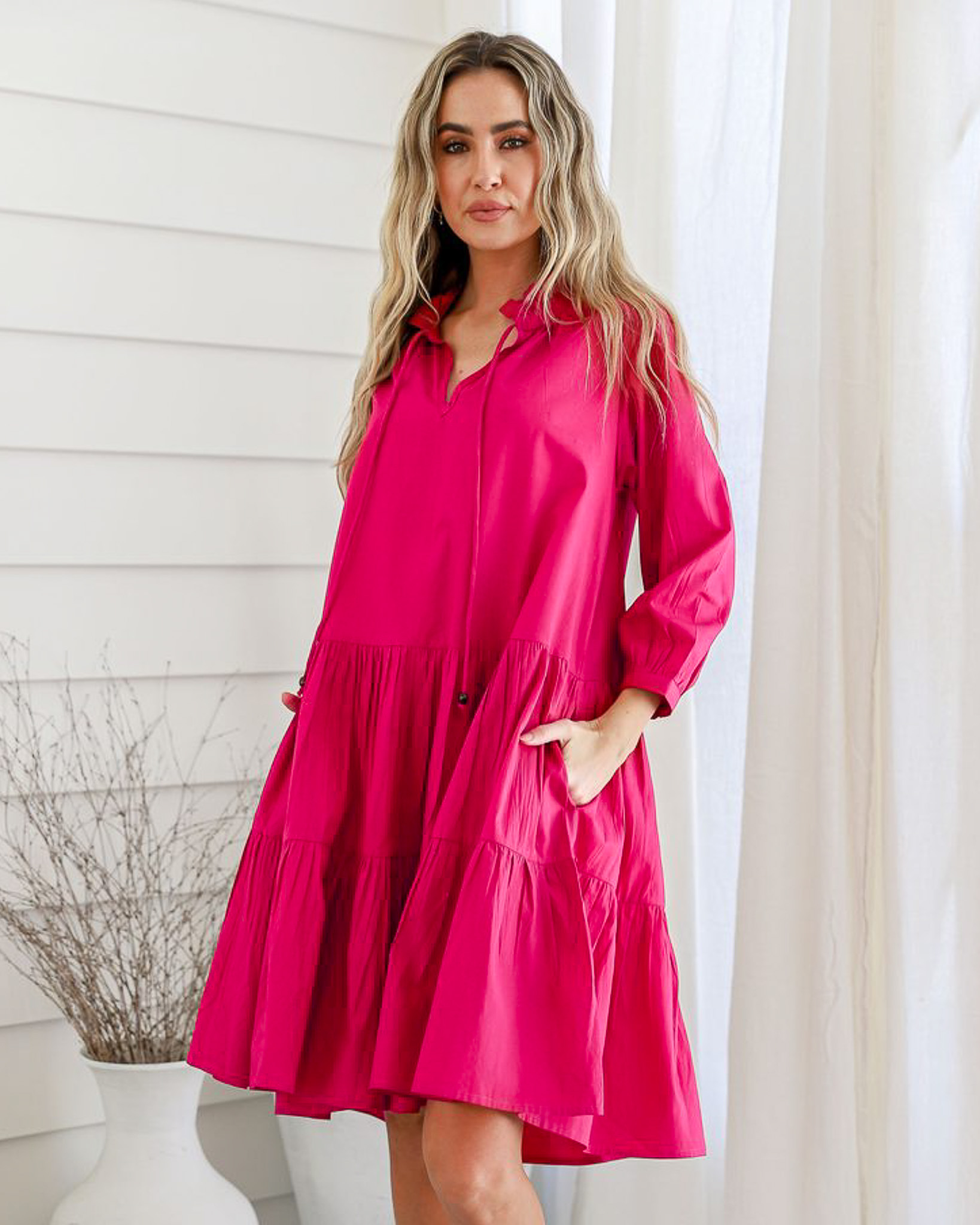 Pleated Collar Dress Pink Joop and Gypsy