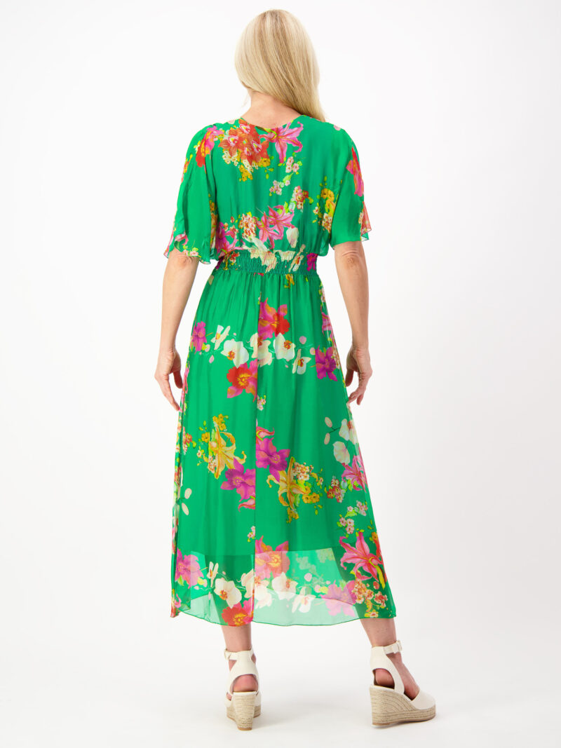 Silk Cinched Waist Dress Emerald La Strada