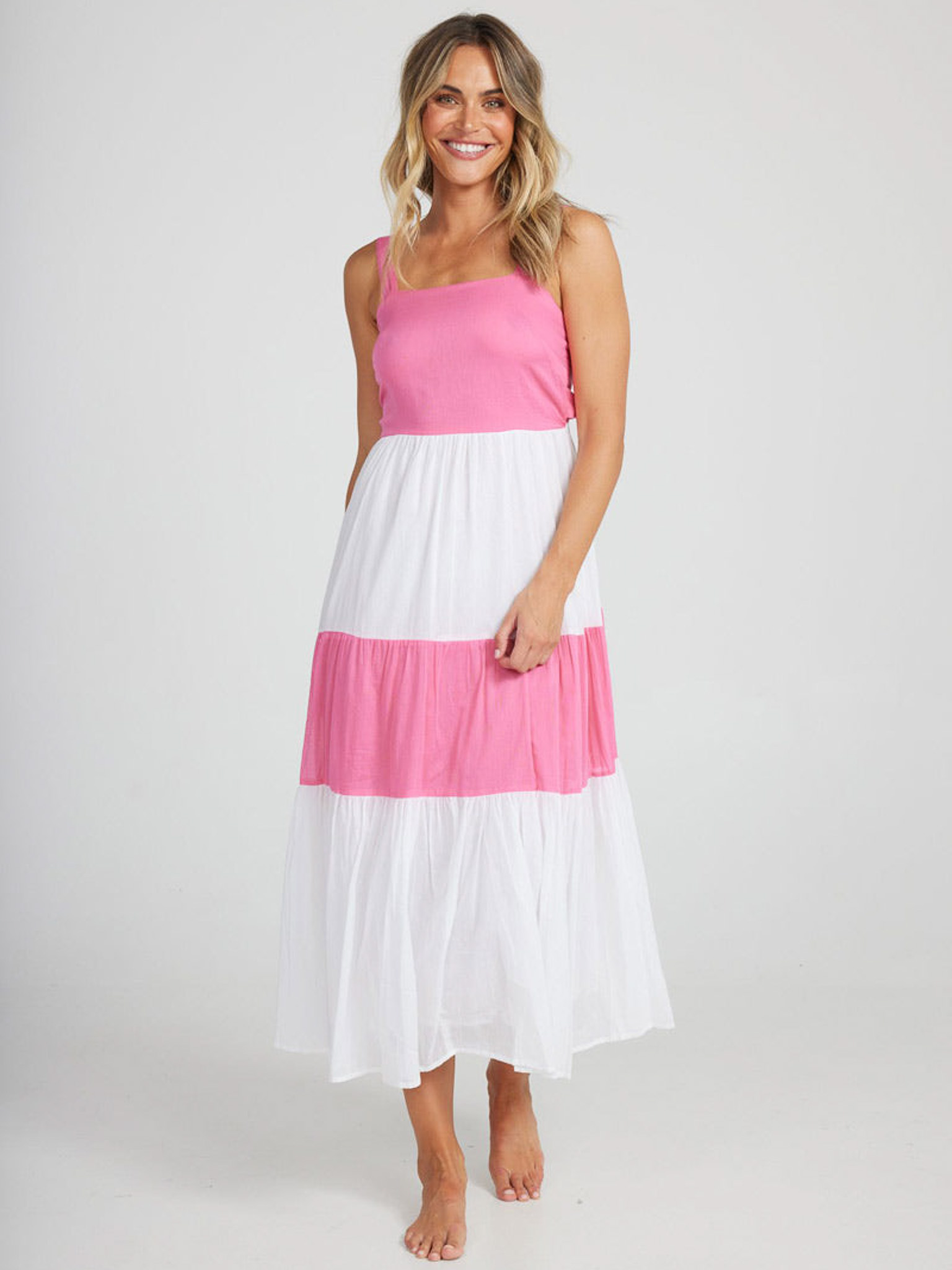 Voile Sleeveless Dress Pink Holiday