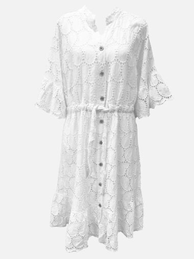 Embroidered Relaxed Dress White La Strada