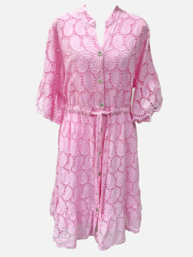 Embroidered Relaxed Dress Pink La Strada