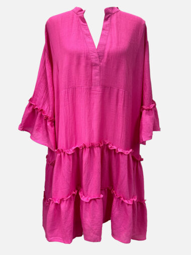 Tiered Relaxed Dress Pink KiiK Luxe