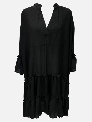 Tiered Relaxed Dress Black KiiK Luxe