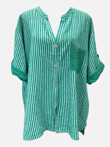 Sequin Pocket Shirt Green La Strada