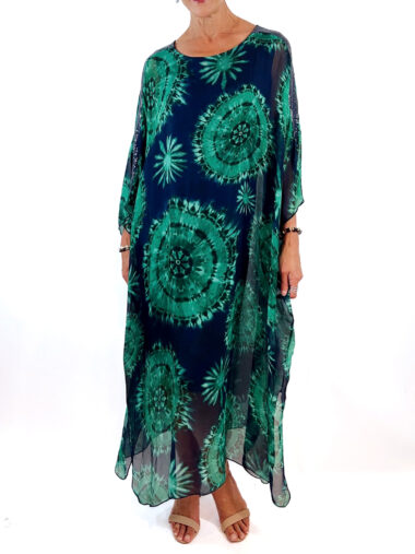 Sequin Kaftan Silk Dress Navy La Strada