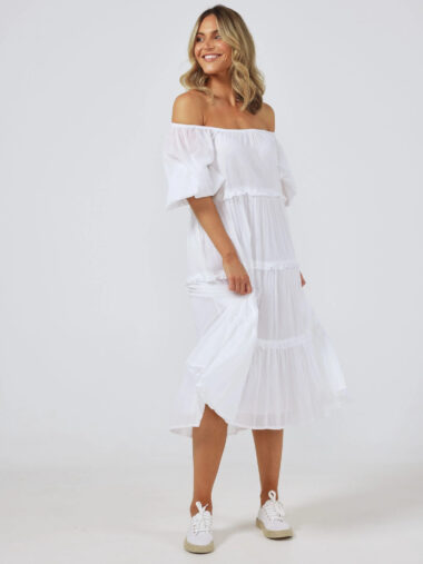 Cotton Voile Tier Dress White Holiday