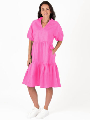 Collared Tier Dress Pink Worthier