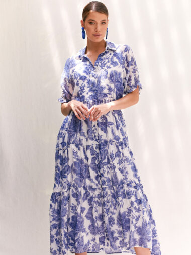 Molly Tiered Dress Blue Adorne