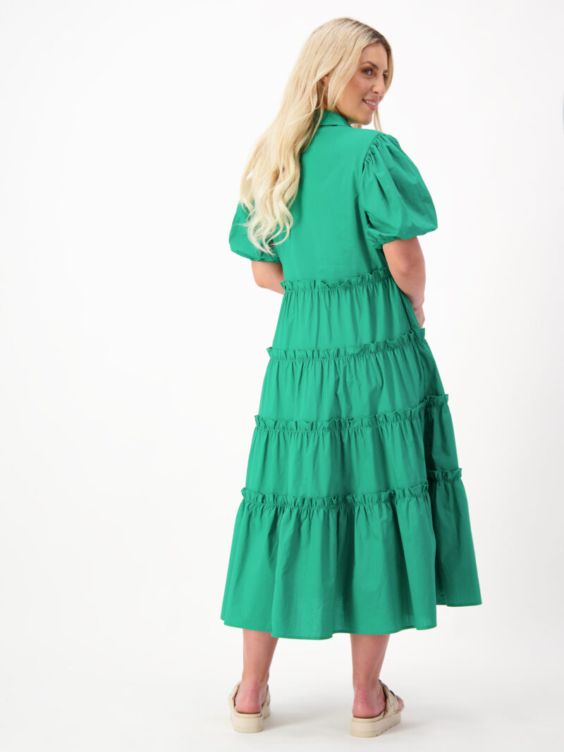 Tiered Button Dress Green Liberty Rose