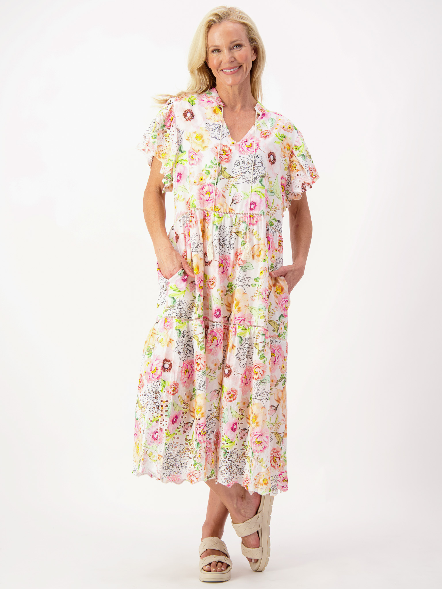 Embroidered Tier Dress Multi La Strada