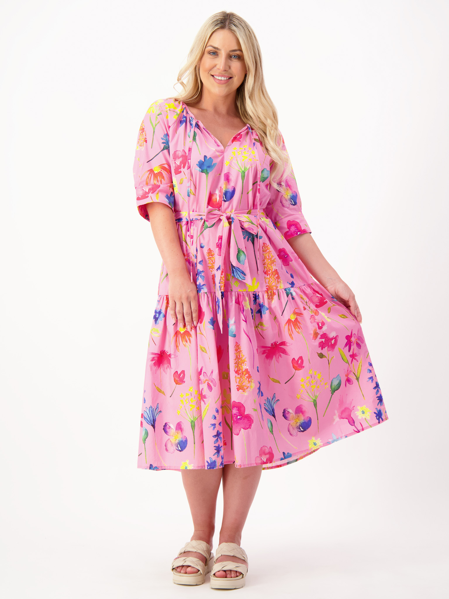 Floral Poplin Dress Pink Liberty Rose