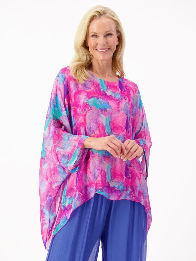 Silk Relaxed Top Pink La Strada