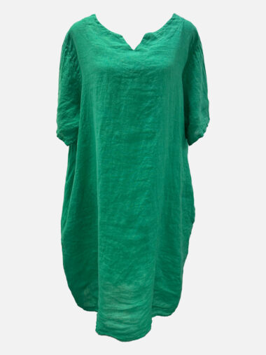 Vee Neck Relaxed Dress Green Rosa JoJo
