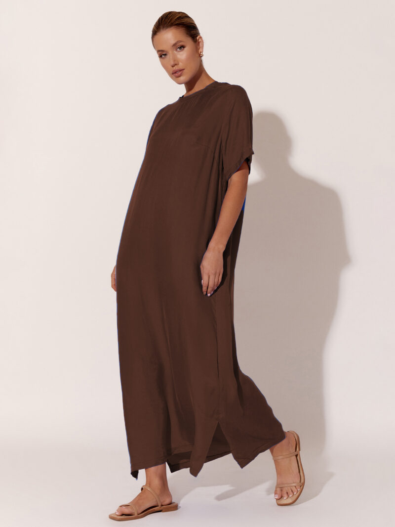 Cupro Relaxed Dress Chocolate Adorne