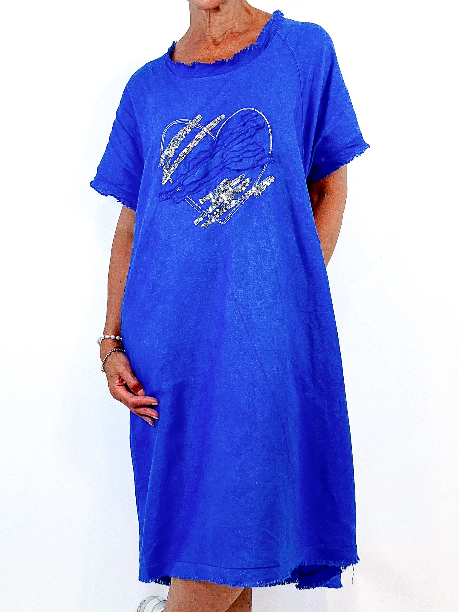 Relaxed Linen Dress Royal Blue La Strada