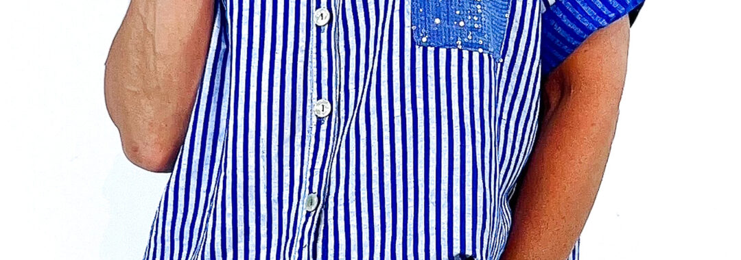 Sequin Pocket Shirt Royal Blue La Strada