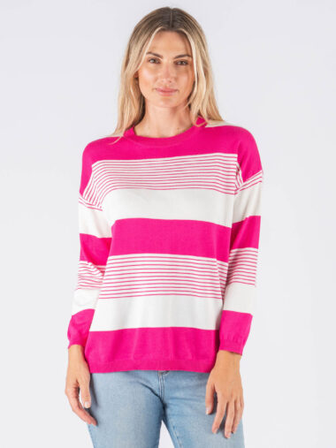 Striped Cotton Knit Pink Worthier