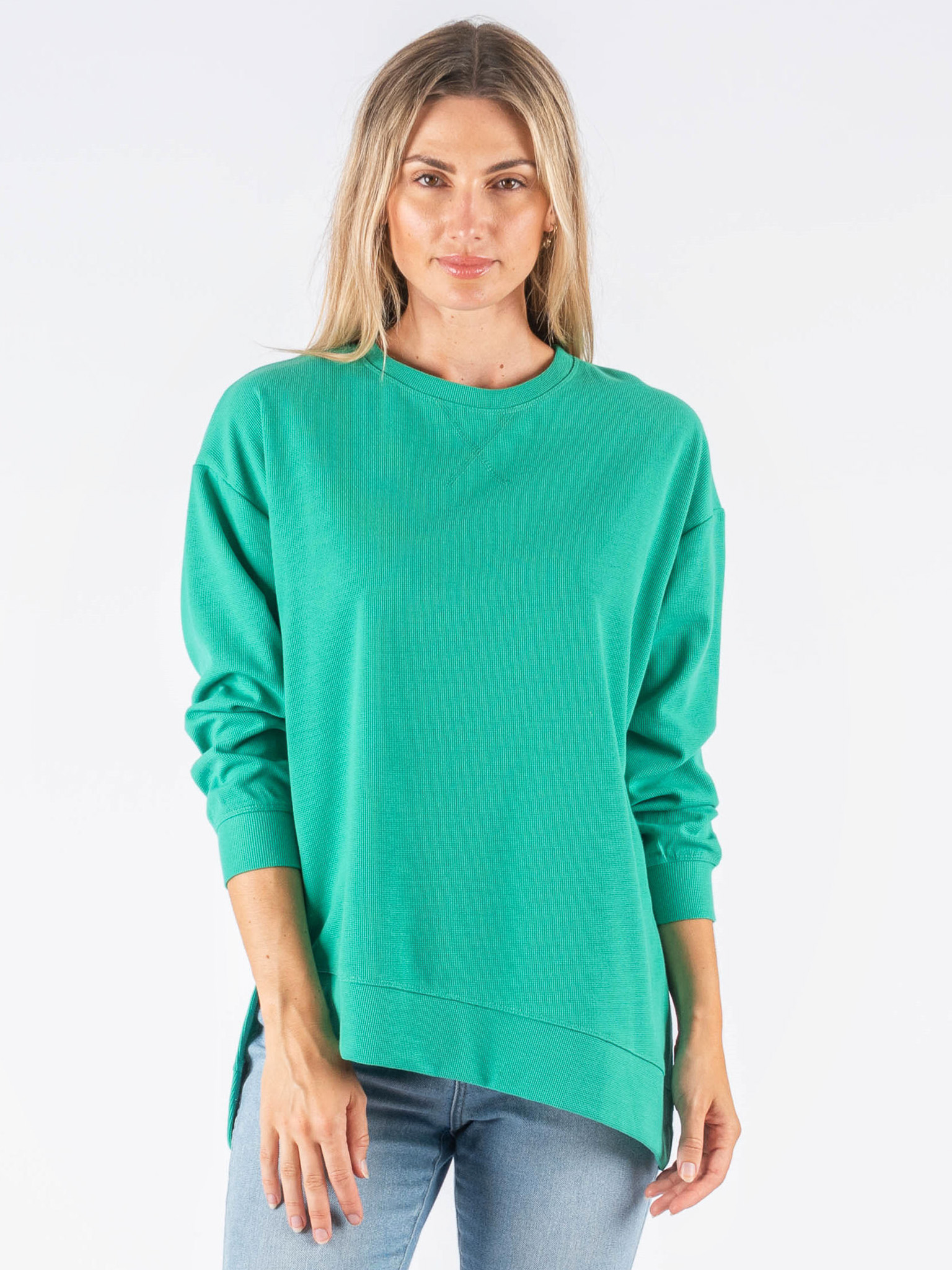 Organic Cotton Crew Sweat Emerald Worthier