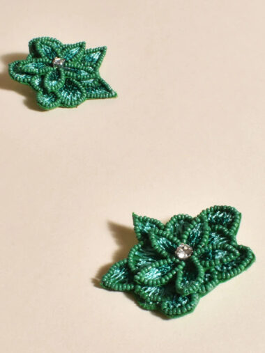Hand Stitched Earrings Green Adorne