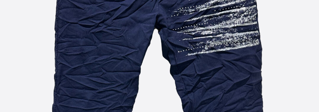 Foil Print Detail Pant Navy La Strada