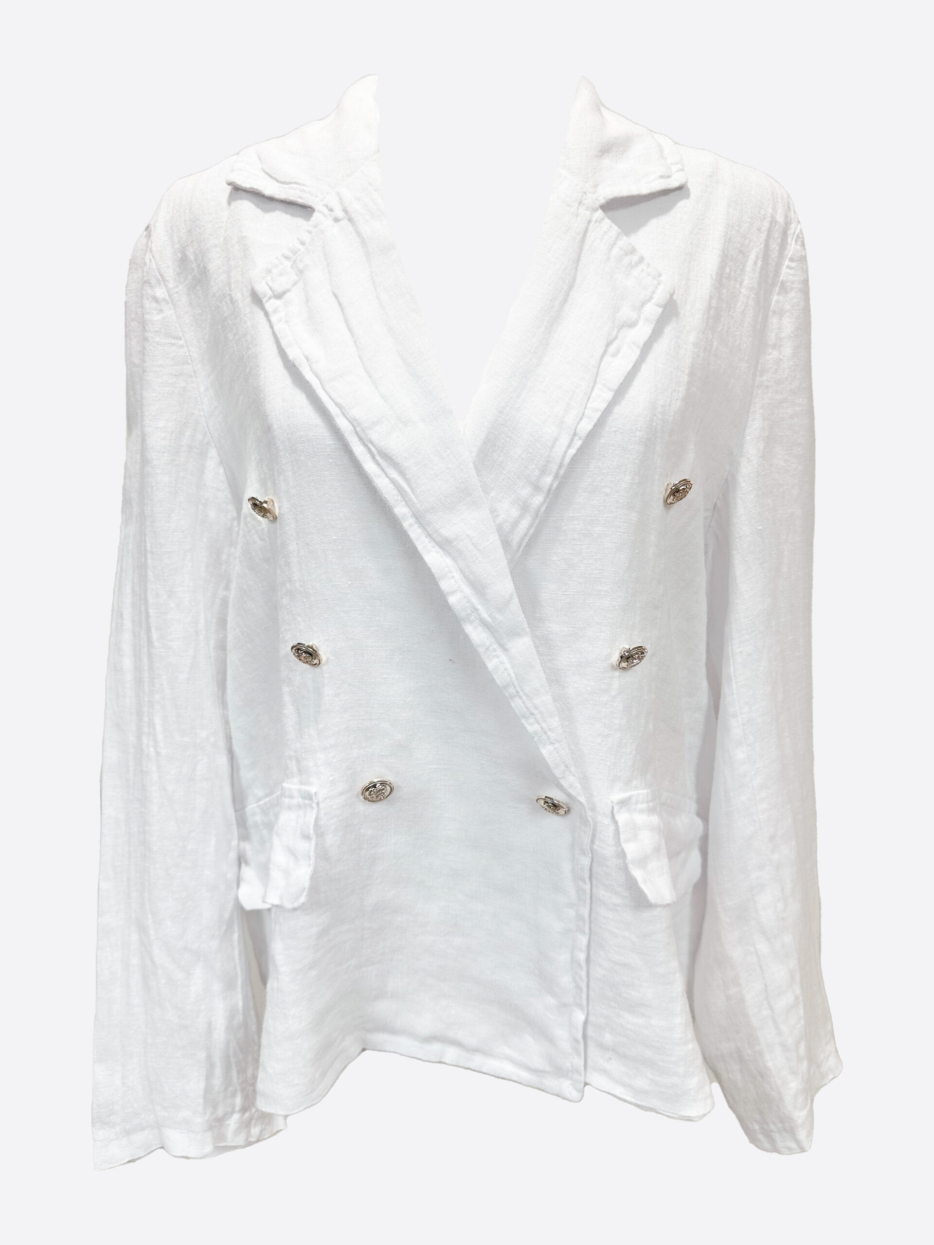 Linen Tailored Blazer White La Strada