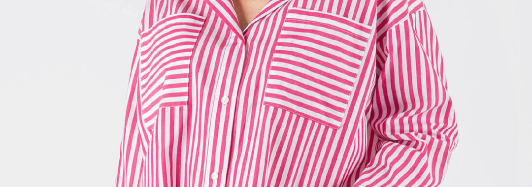 Patch Pocket Stripe Shirt Pink Worthier